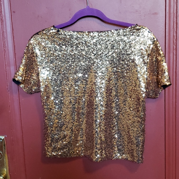 M/2 Multi Colour Sequin Short Sleeve Blouse - Picture 5 of 14